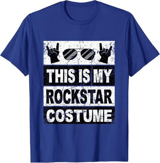 Retro Rockstar Costume Outfit Men Women Kids Adult Rock Star T-Shirt - T-Shirt | Royal