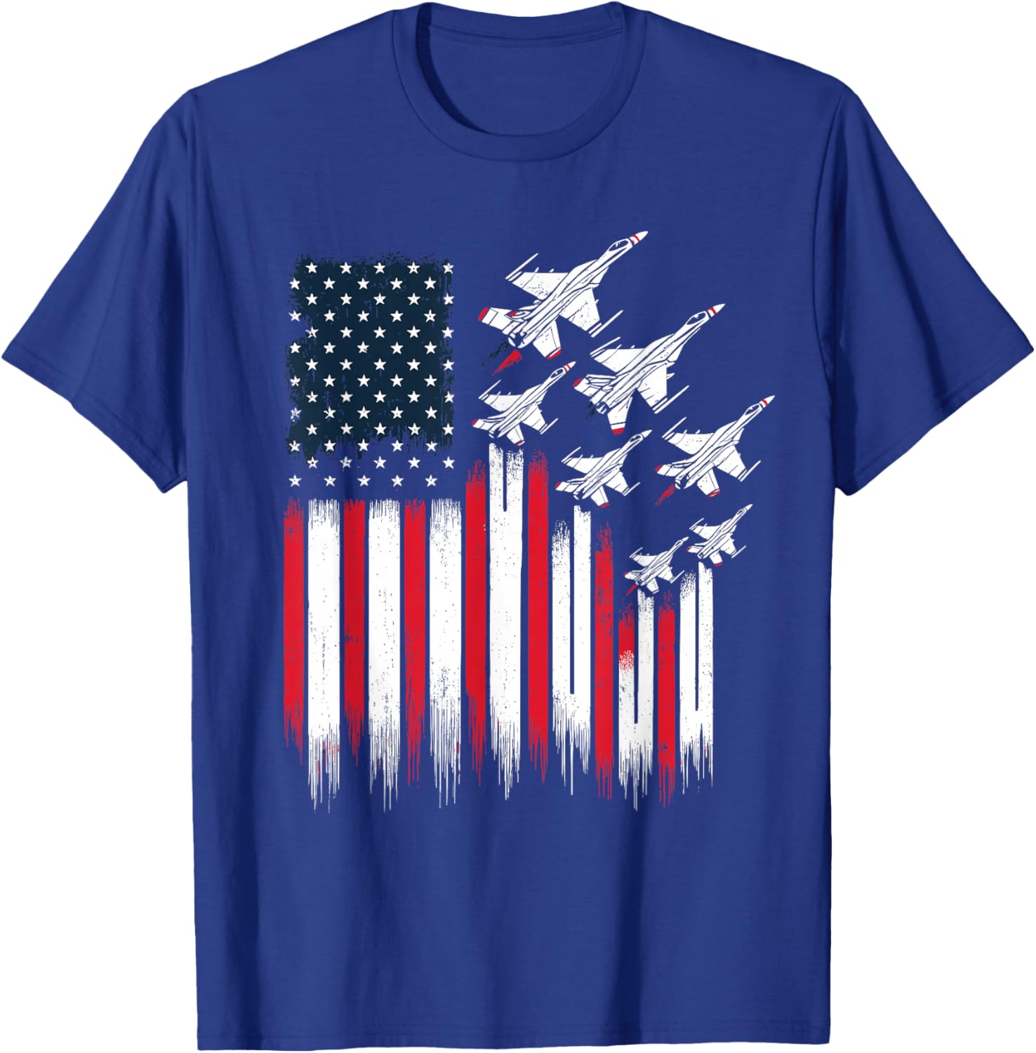 Patriotic Fighter Jets USA Flag 4th of July Jets Lover T-Shirt - T-Shirt | Royal