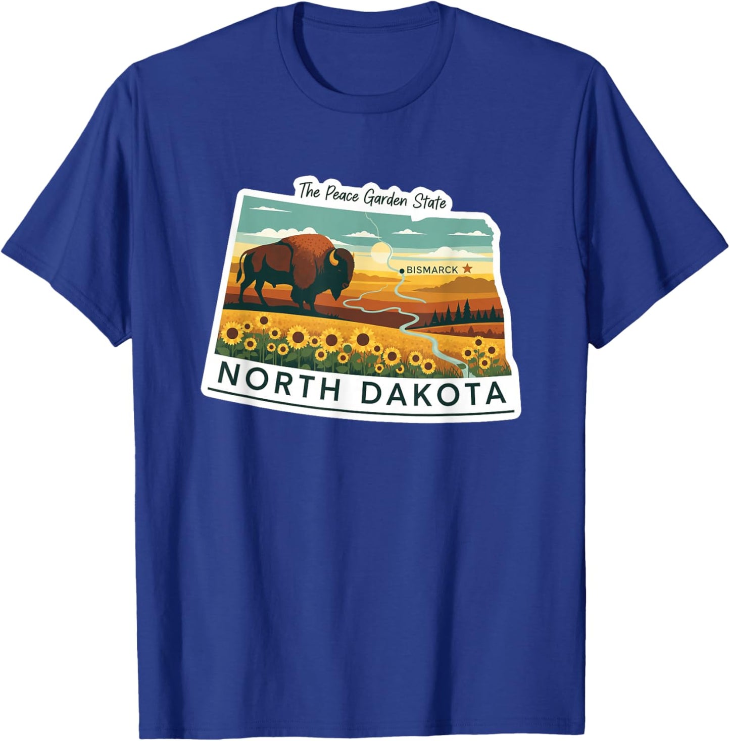 North Dakota Bison Büffel Illustration T-Shirt - T-Shirt | Royal