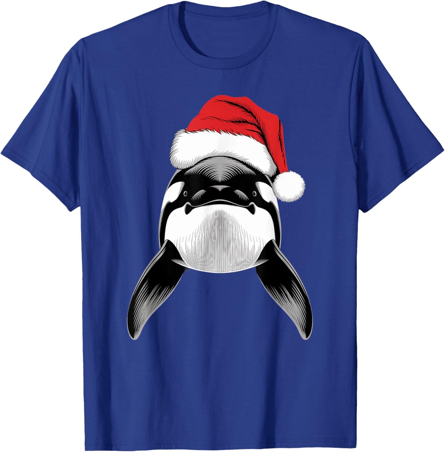 Joyful Orca Santa on Orca Christmas T-Shirt - T-Shirt | Royal