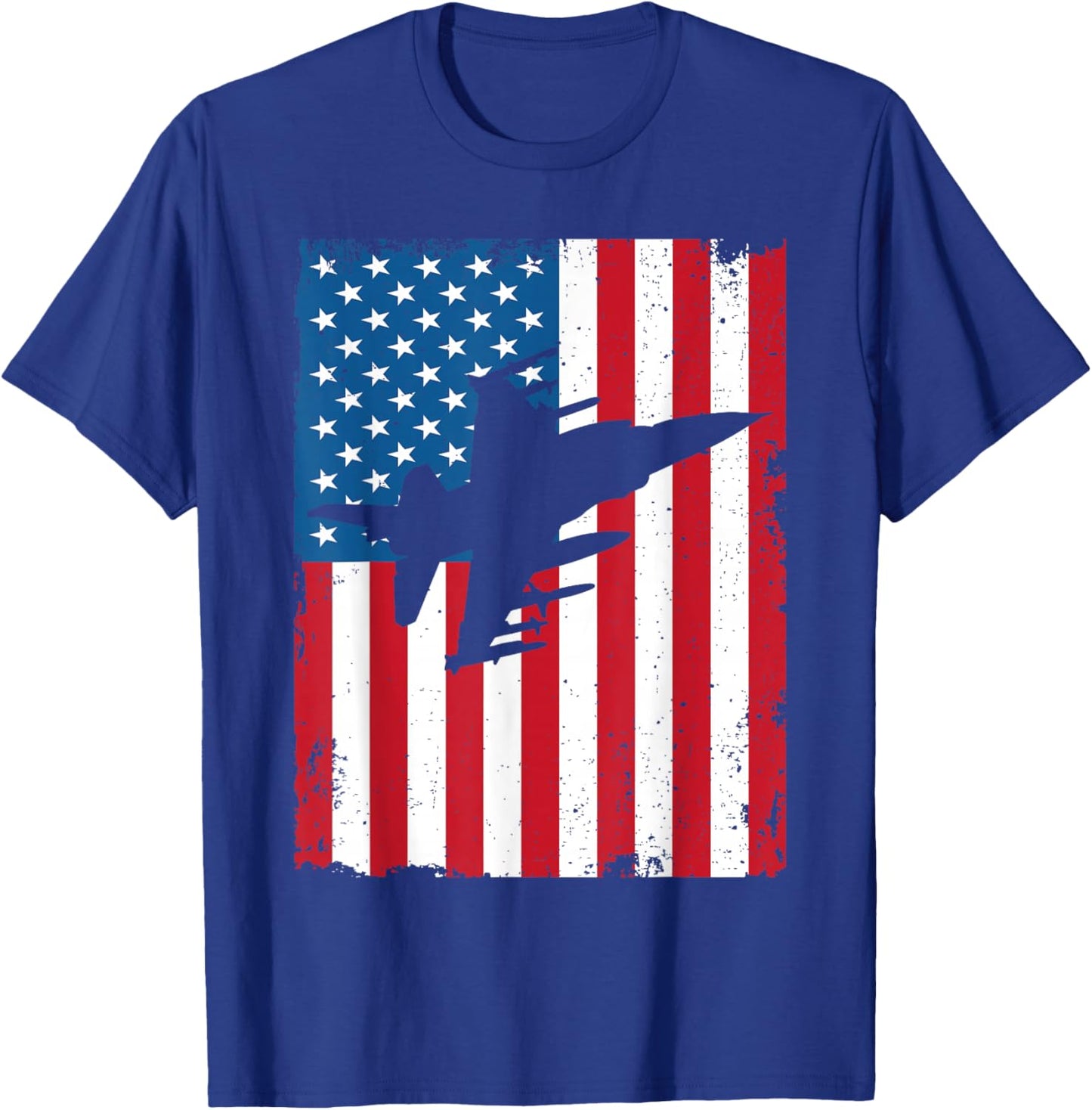 Patriotic 4th Of July F 16 Aircraft American Flag Boys Kids T-Shirt - T-Shirt | Royal