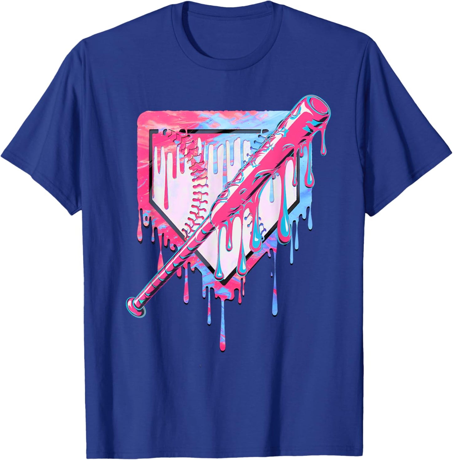 Baseball Dripping Ice Cream Drip Youth Boys Baseball T-Shirt - T-Shirt | Royal