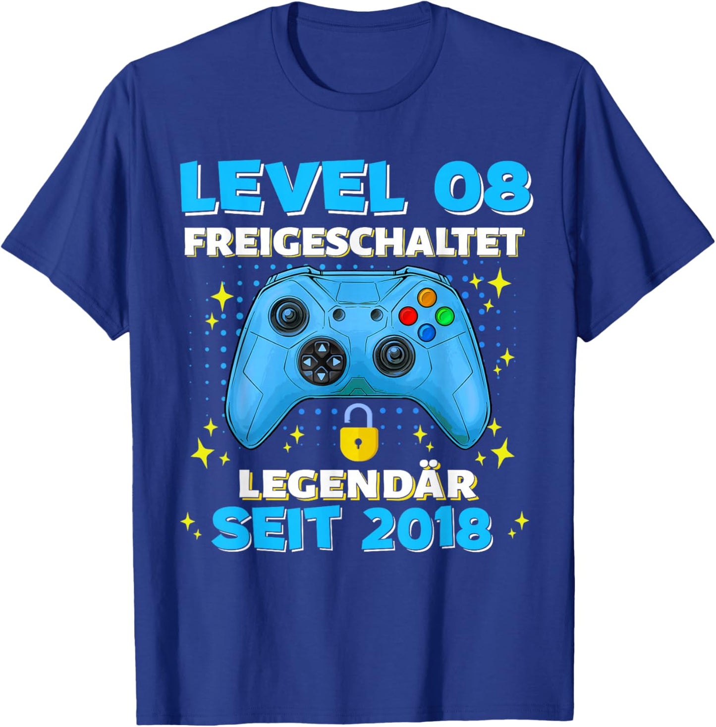 Level 8 Years Birthday Shirt Boy Gamer 2018 Birthday T-Shirt - T-Shirt | Royal