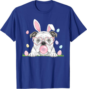 English Bulldog Bunny Bubble Gum Easter Day Kids T-Shirt - T-Shirt | Royal