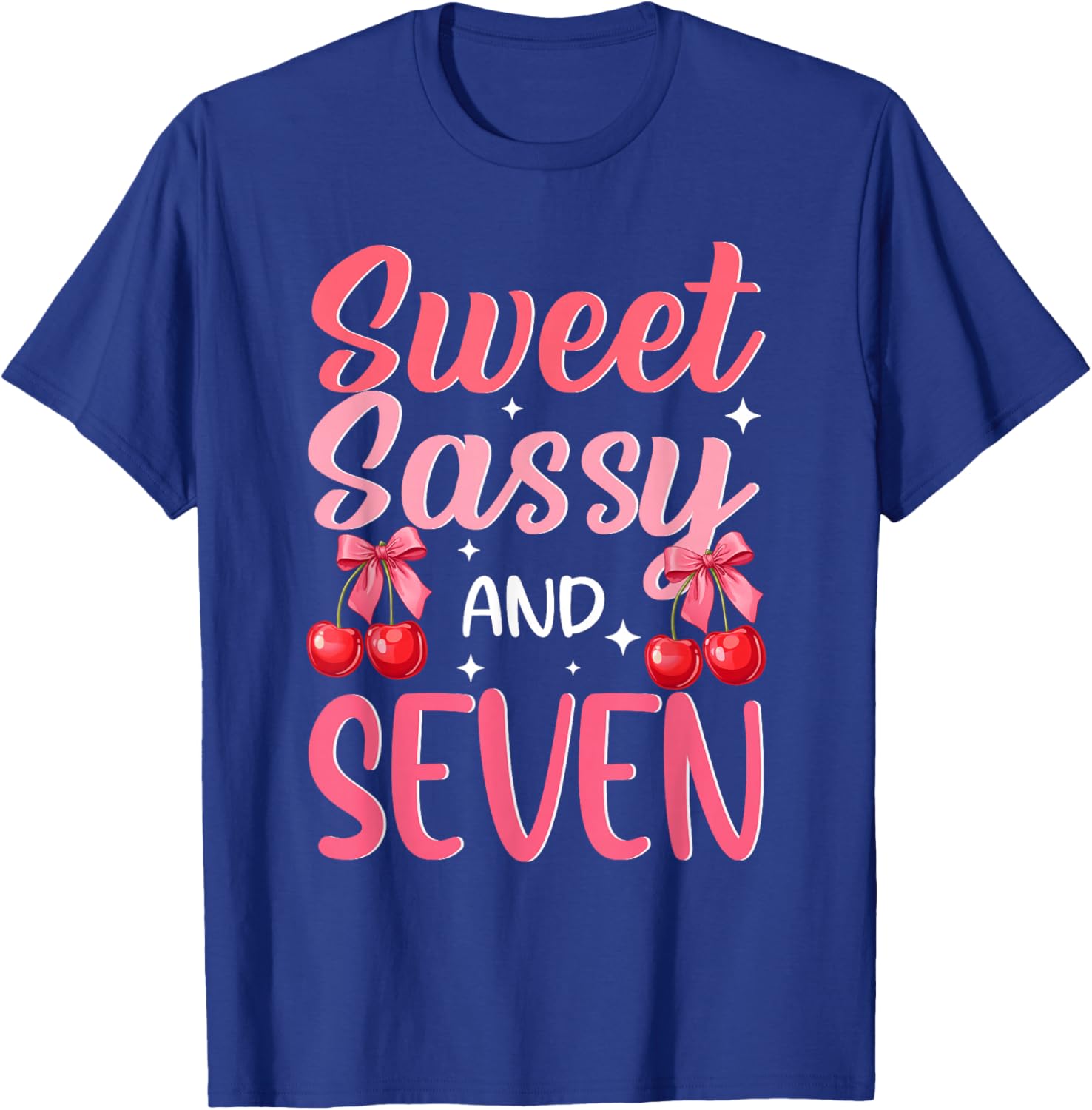 Sweet Sassy and Seven 7th Birthday Girl Cherry Themed T-Shirt - T-Shirt | Royal