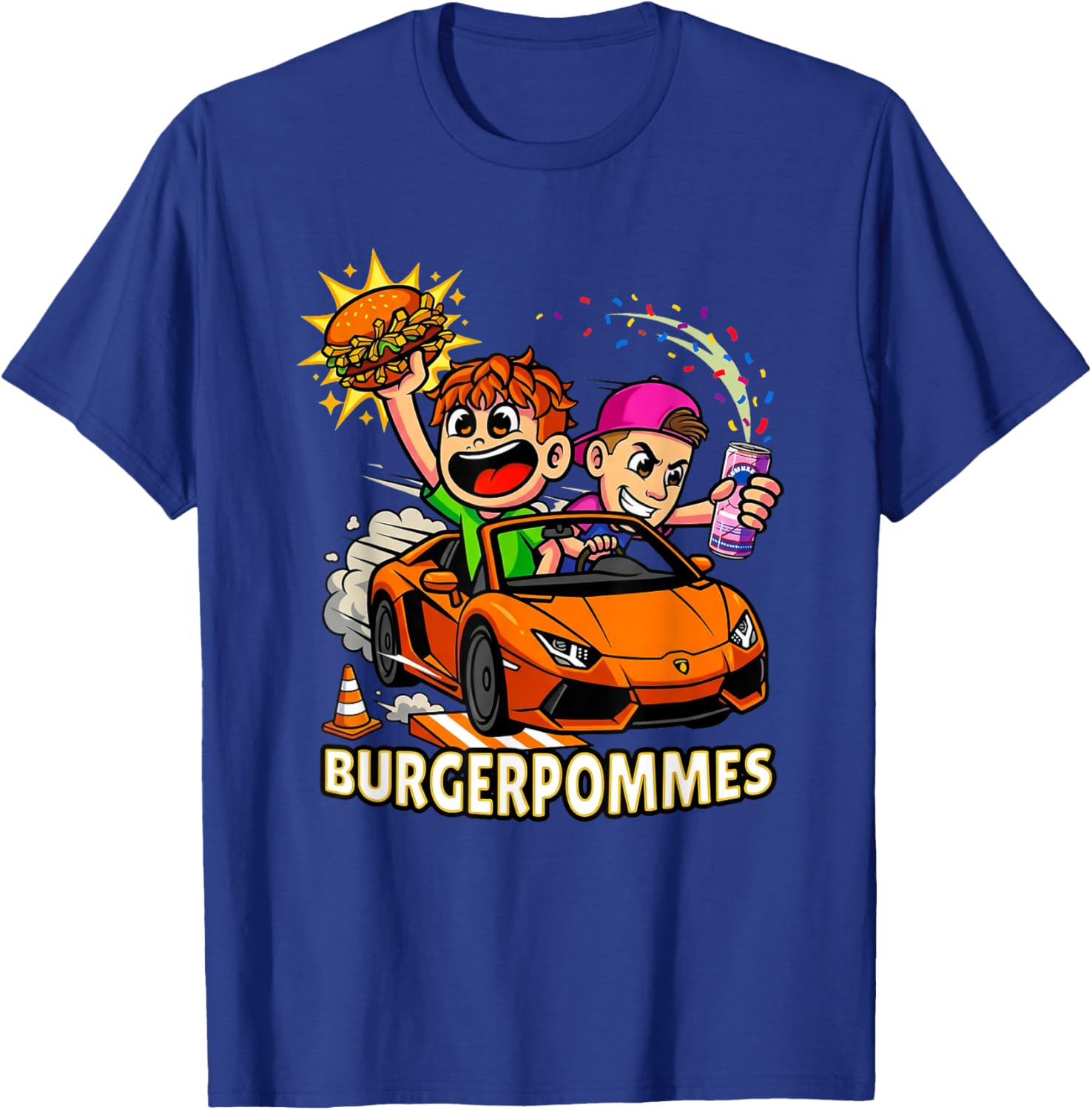 Burger Pommes Comic Art Spielzeugauto Snack T-Shirt - T-Shirt | Royal