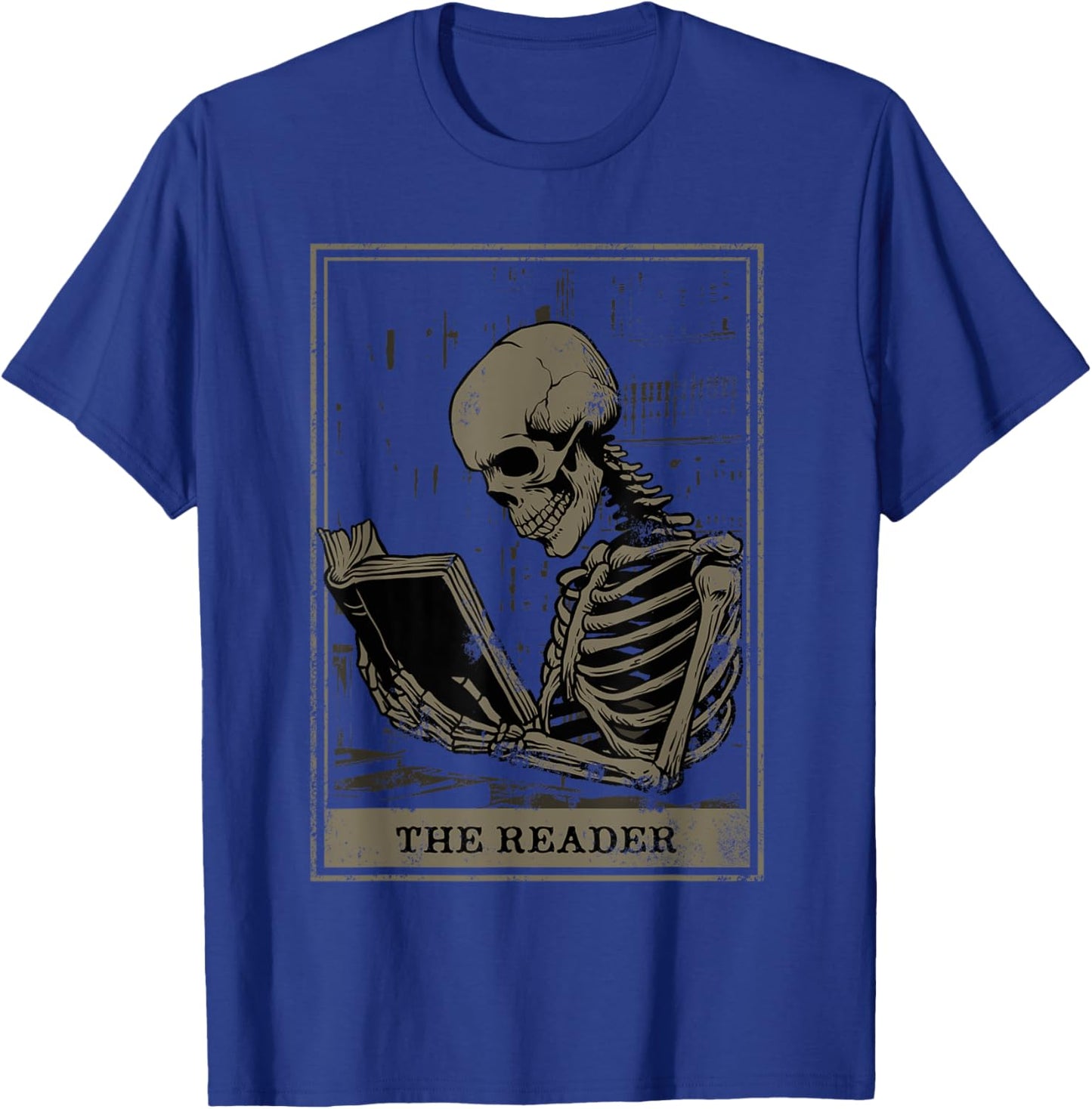 Tarot Card Shirt The Reader Tarot Skeleton Reading Book T-Shirt - T-Shirt | Royal