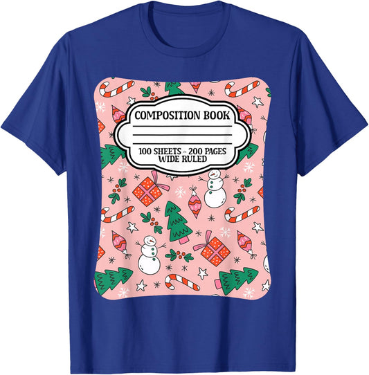 Christmas Composition Notebook Teachers Students Matching T-Shirt - T-Shirt | Royal