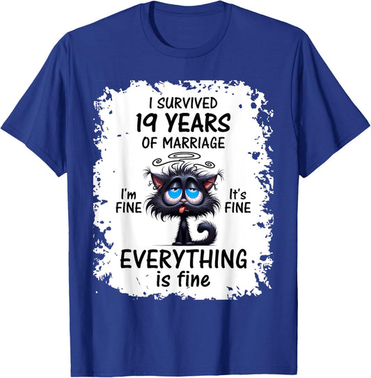 Bronze Wedding I Survived 19 Years Of Marriage T-Shirt - T-Shirt | Royal