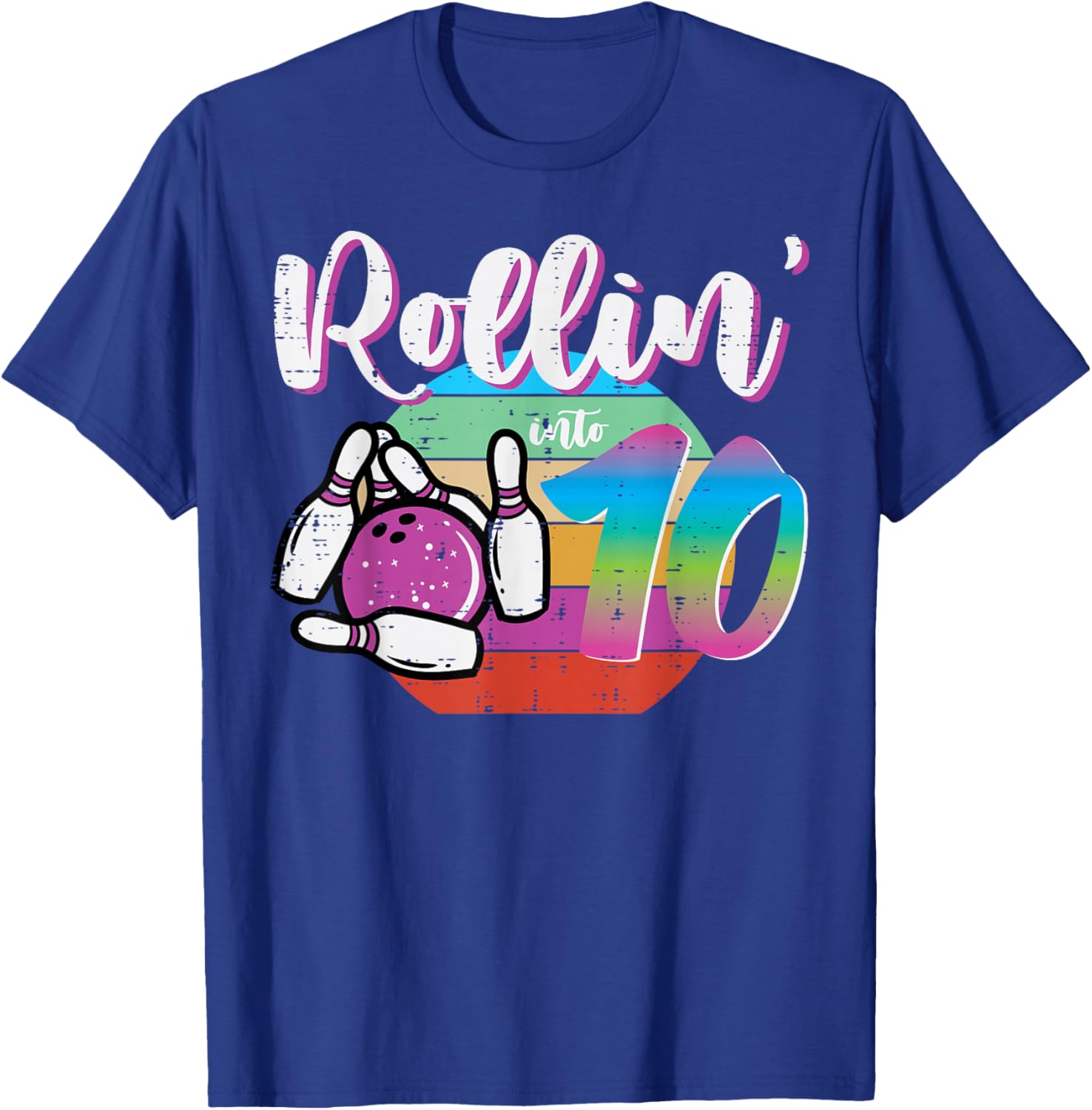 10th Birthday Bowling Rollin Into 10 Bday Bowler Girls Boys T-Shirt - T-Shirt | Royal