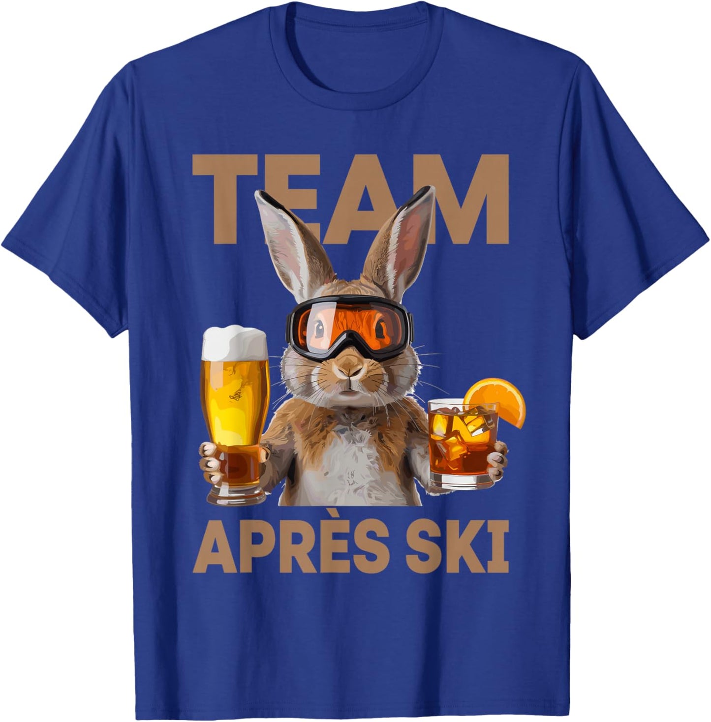 Team Après Ski Funny Rabbit Skiing Beer Cocktail Party T-Shirt - T-Shirt | Royal