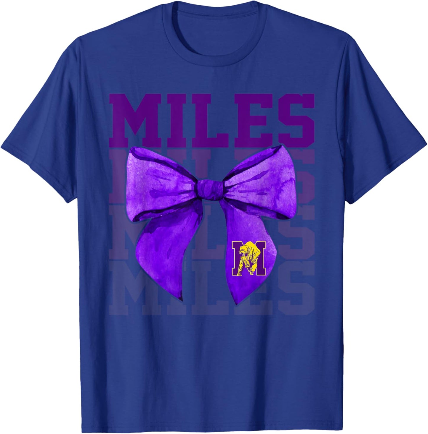 Miles College Bow Vintage Athletics Girls Women T-Shirt - T-Shirt | Royal