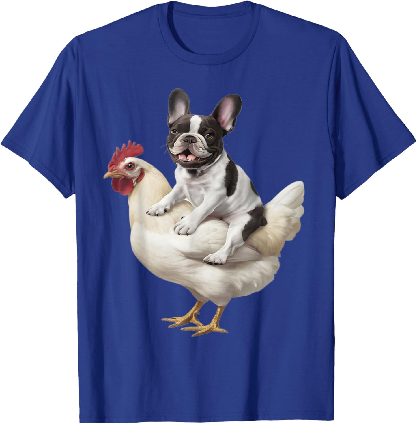 Dog on a Chicken Lover Funny French Bulldog Riding Chicken T-Shirt - T-Shirt | Royal