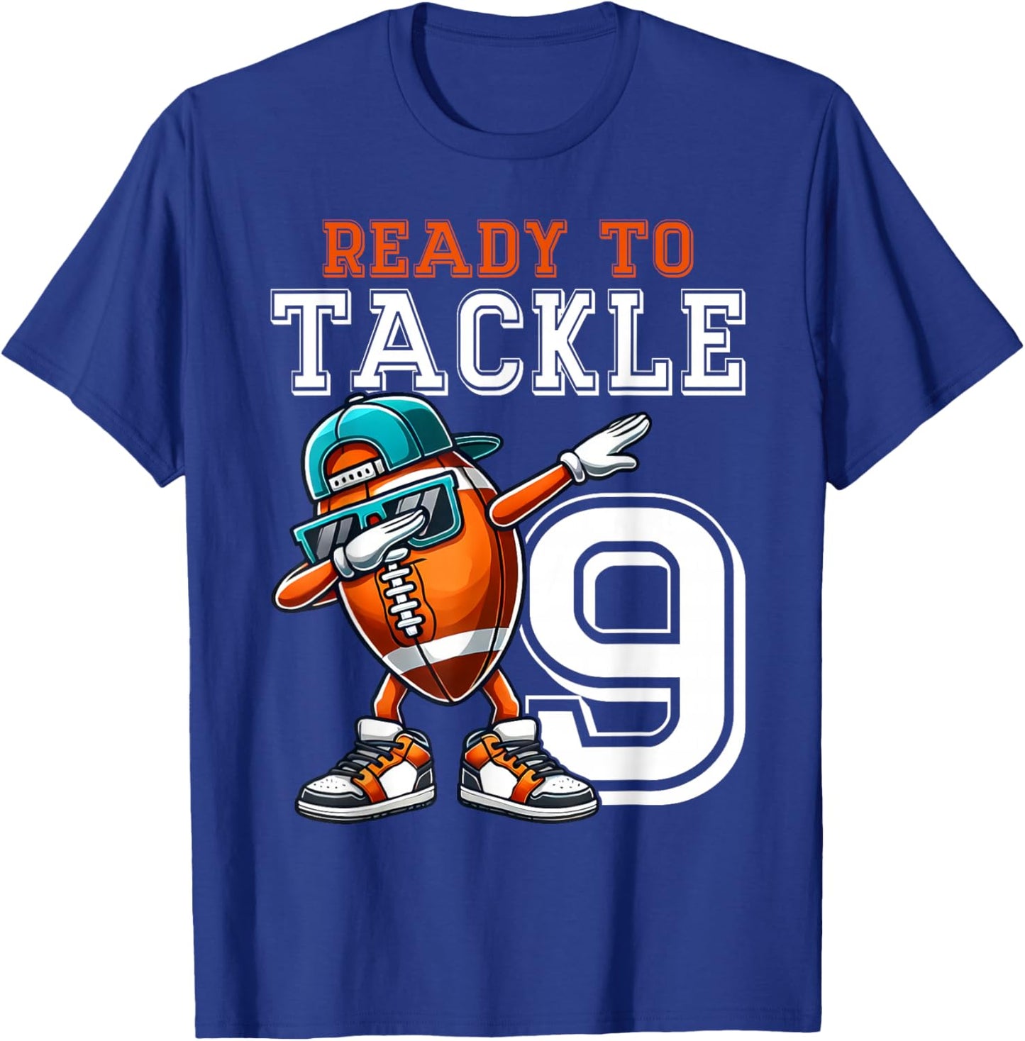 9th Birthday - Football Birthday Party - 9th Birthday T-Shirt - T-Shirt | Royal