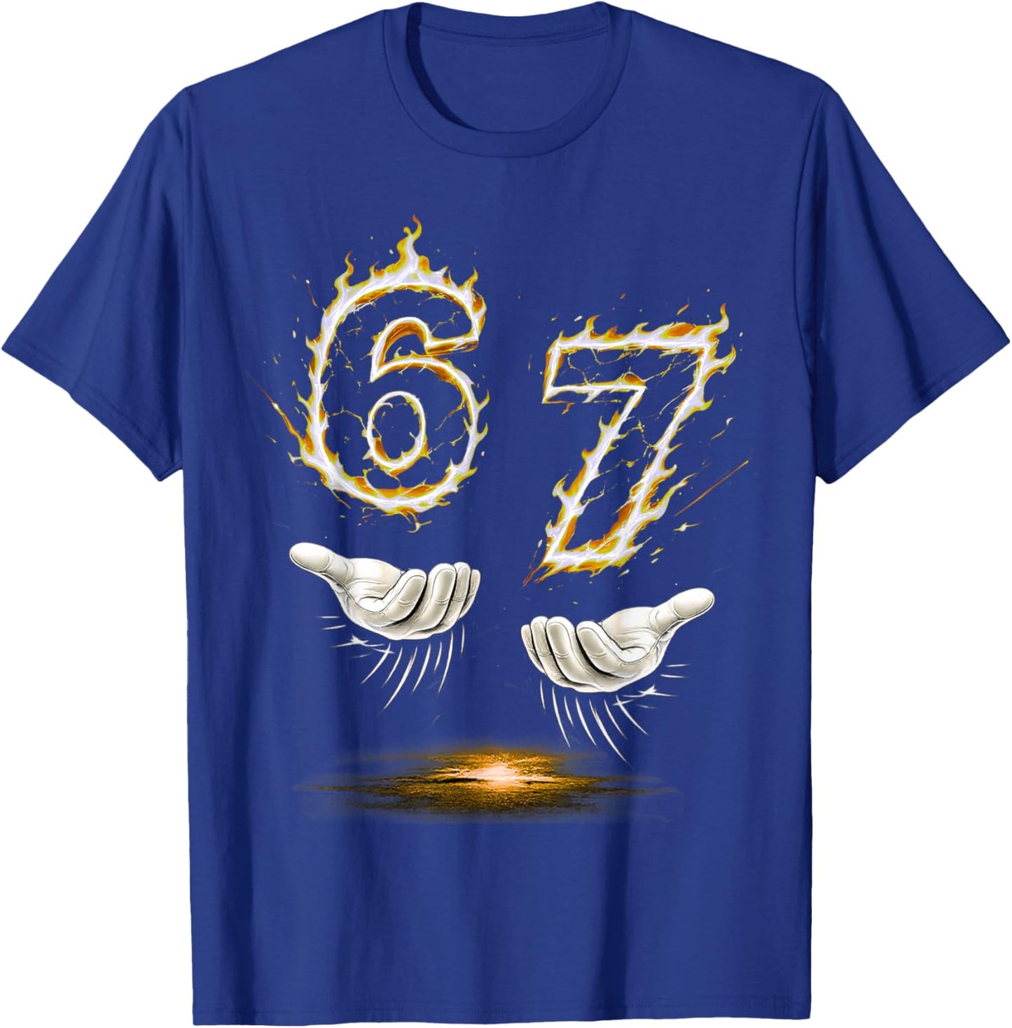 Six Seven Hands Meme Cool Flame 67 Fun Birthday for Kids and Boys T-Shirt - T-Shirt | Royal