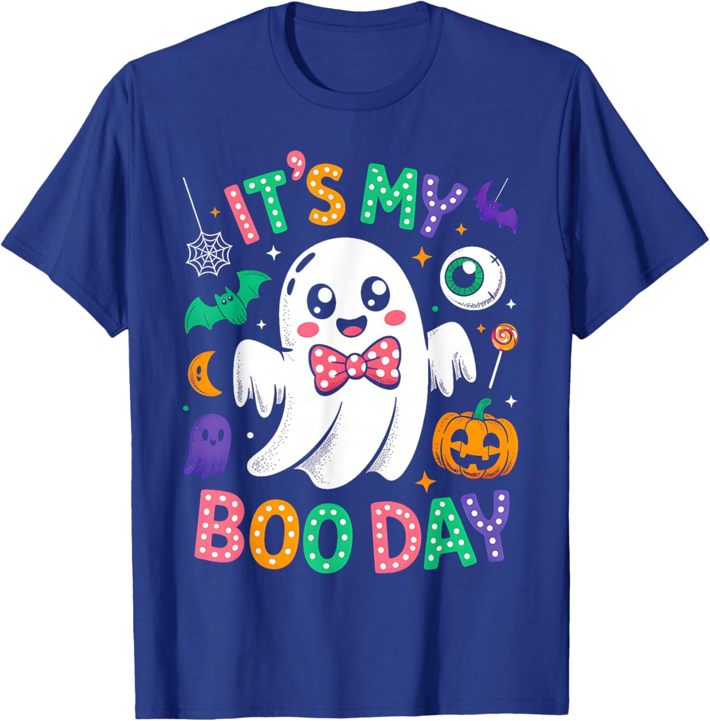 Groovy Its My Boo Day Cute Halloween Birthday Ghost Pink Bow T-Shirt - T-Shirt | Royal