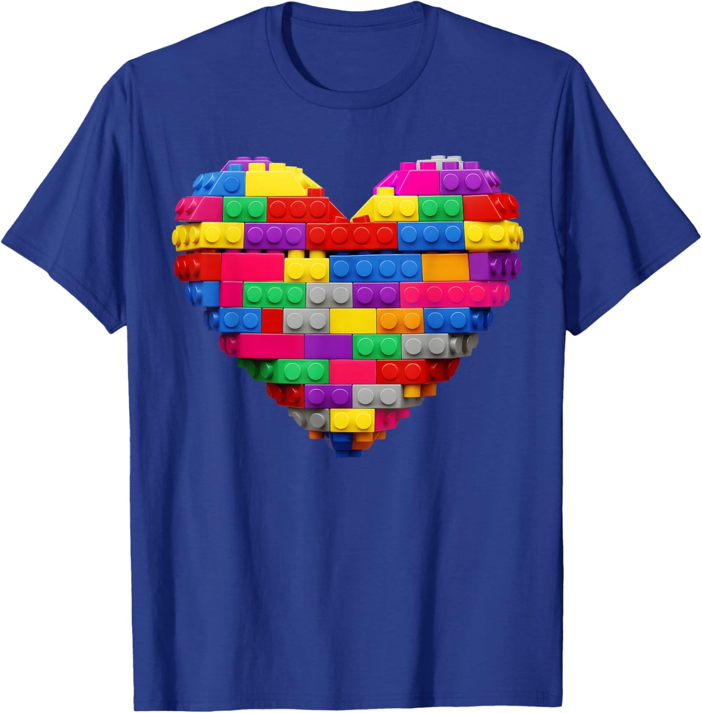 Valentines Heart Brick Builder Block Building Master Builder T-Shirt - T-Shirt | Royal