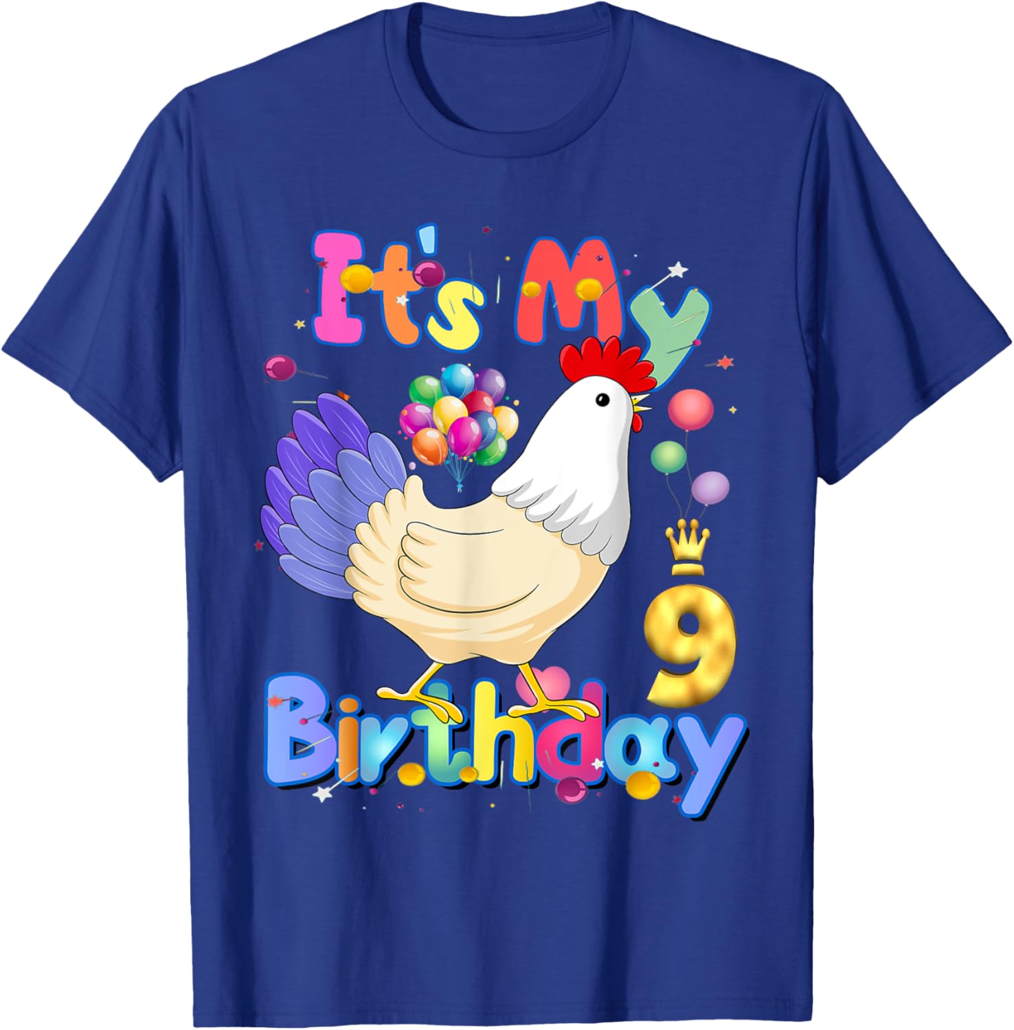 It's My Birthday 9 Chicken for Girls Chicken Dabbing Party T-Shirt - T-Shirt | Royal