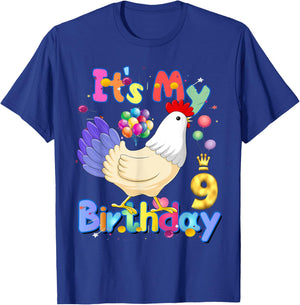 It's My Birthday 9 Chicken for Girls Chicken Dabbing Party T-Shirt - T-Shirt | Royal