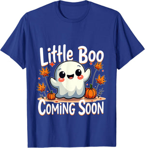 Little Boo Funny and Cute Halloween Pregnancy Announcement T-Shirt - T-Shirt | Royal