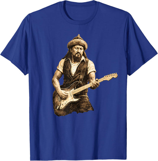Genghis Khan Playing Electric Guitar Rock Music Superstar T-Shirt - T-Shirt | Royal