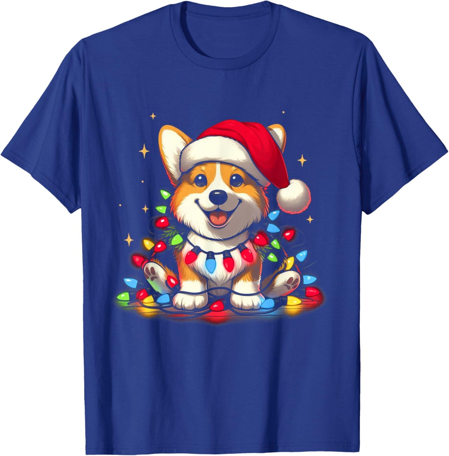 Corgi Santa Christmas Tree Lights Boys Men Corgmas Dog T-Shirt - T-Shirt | Royal