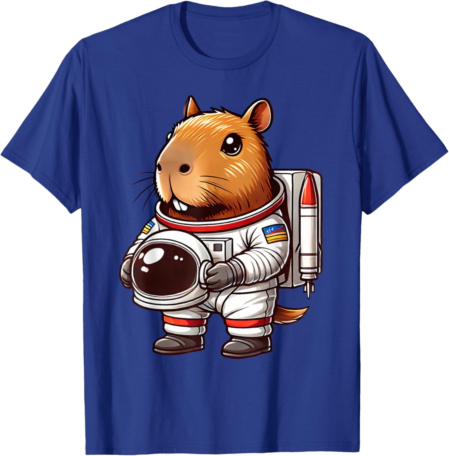 Funny Capybara Astronaut Space Men Women Kids T-Shirt - T-Shirt | Royal