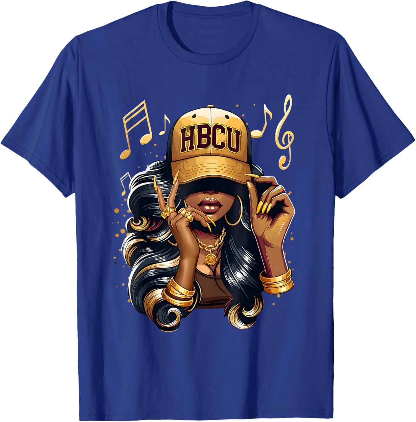 HBCU Beautiful Black Educated Melamin Afro Girl Women T-Shirt - T-Shirt | Royal