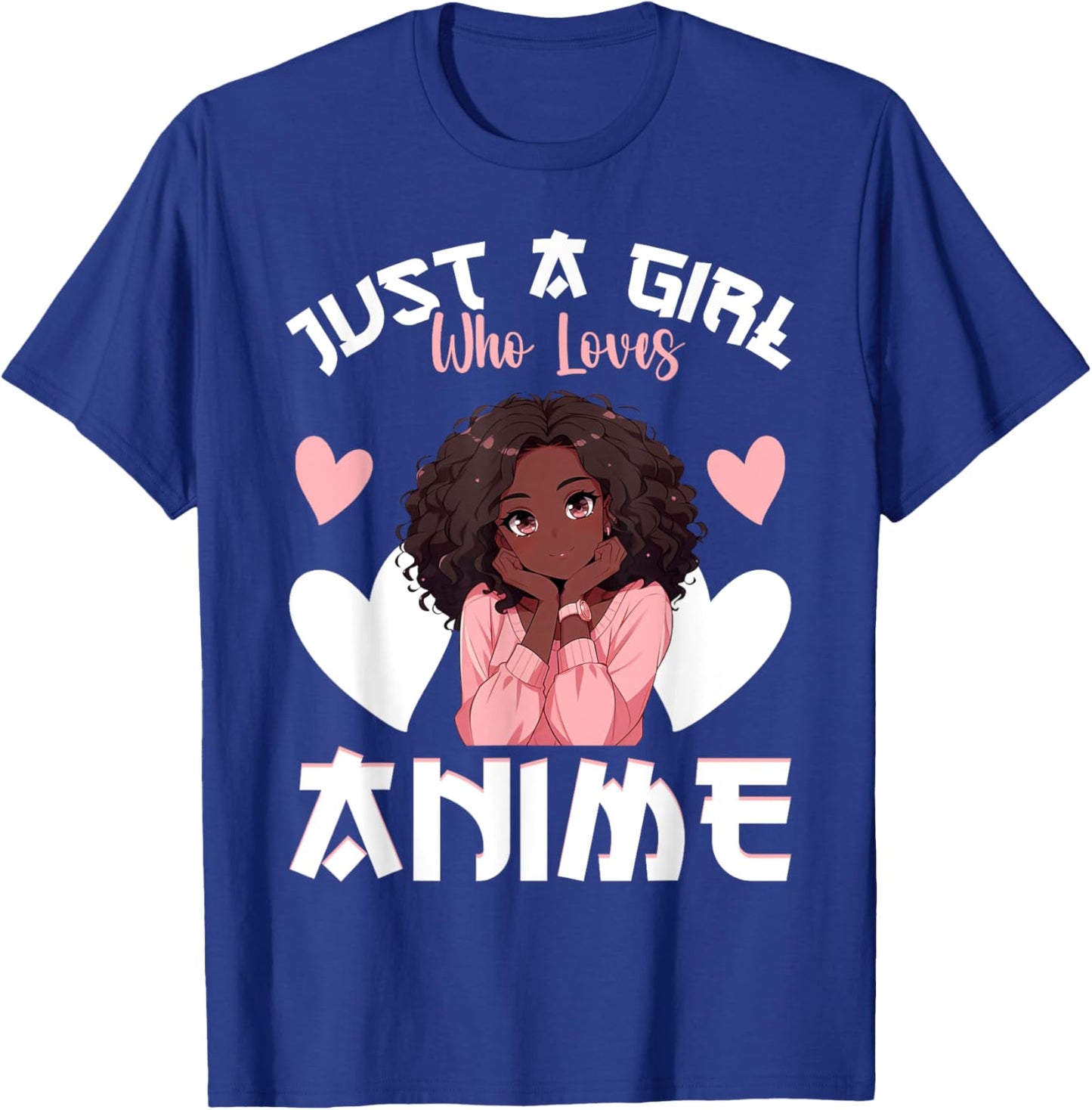 Just A Girl Who Loves Anime African American Anime Merch T-Shirt - T-Shirt | Royal
