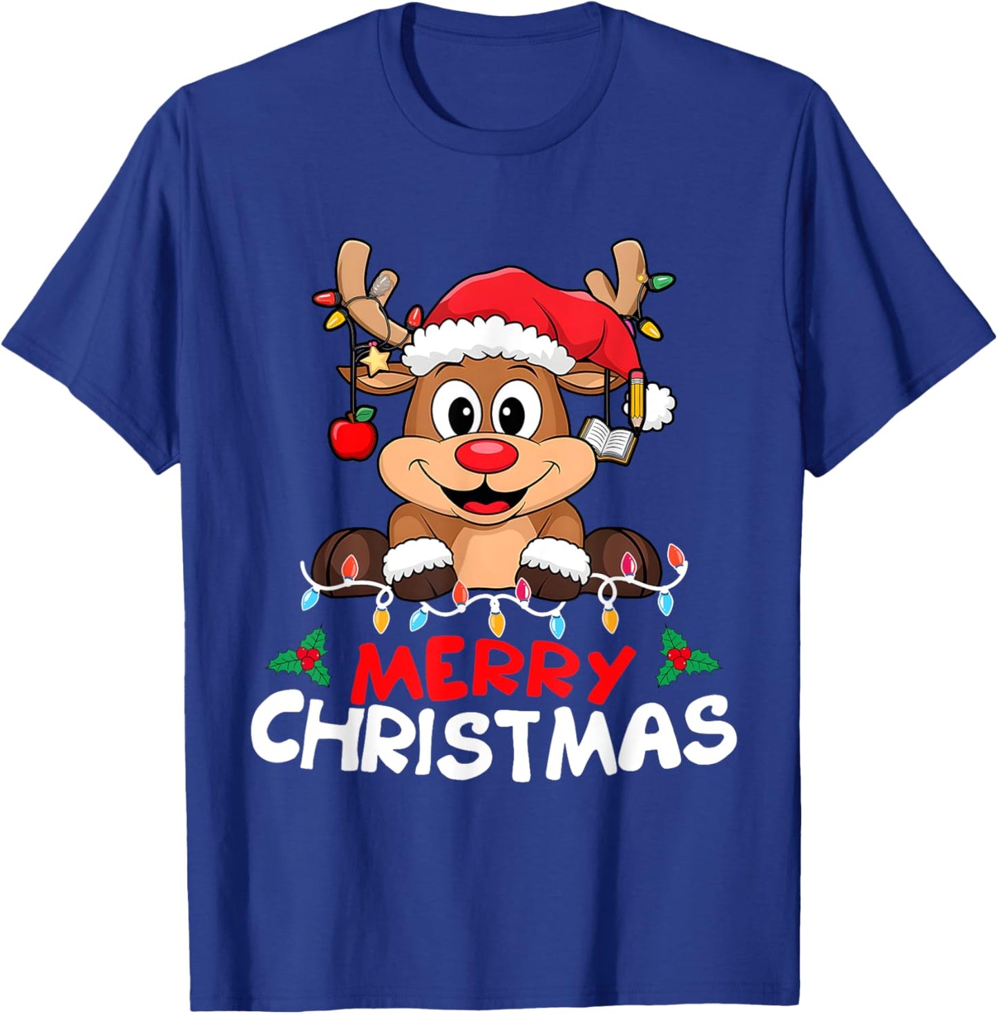 Merry Christmas Reindeer Xmas Family Women Men Funny T-Shirt - T-Shirt | Royal