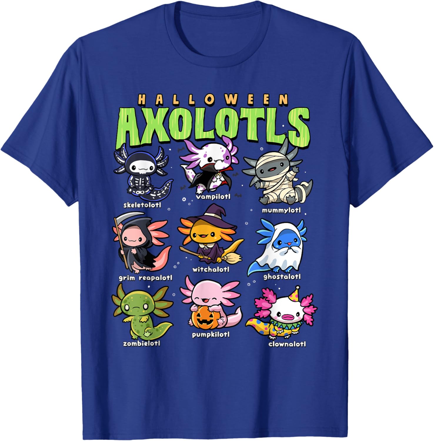 Axolotl Halloween Shirt Creepy Axolotls Trick or Treat Alotl T-Shirt - T-Shirt | Royal