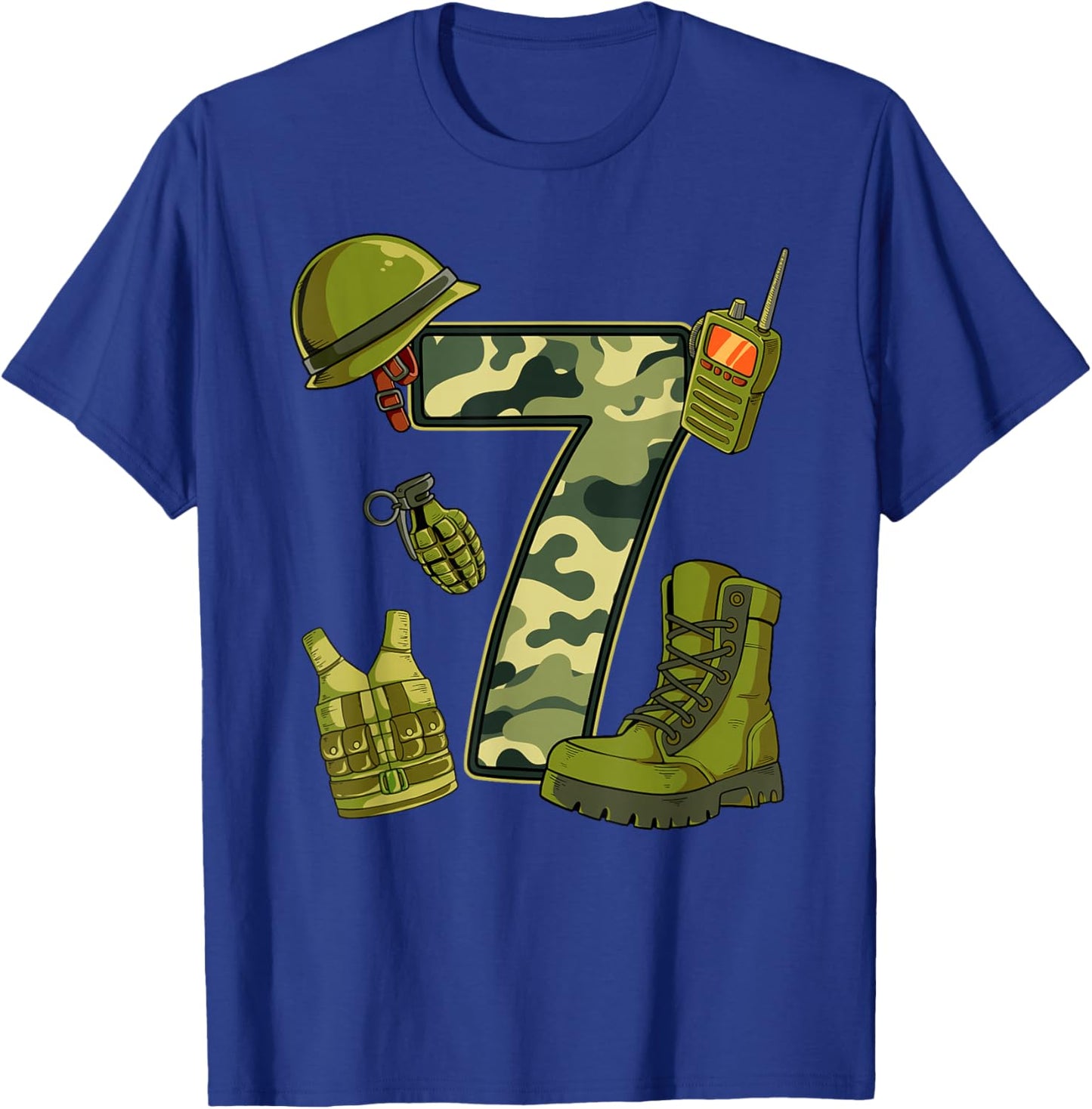 7th Birthday Army T-Shirt - T-Shirt | Royal