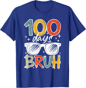 Bruh 100 Days Of School 100th Day Of School Kids Boys Girls T-Shirt - T-Shirt | Royal