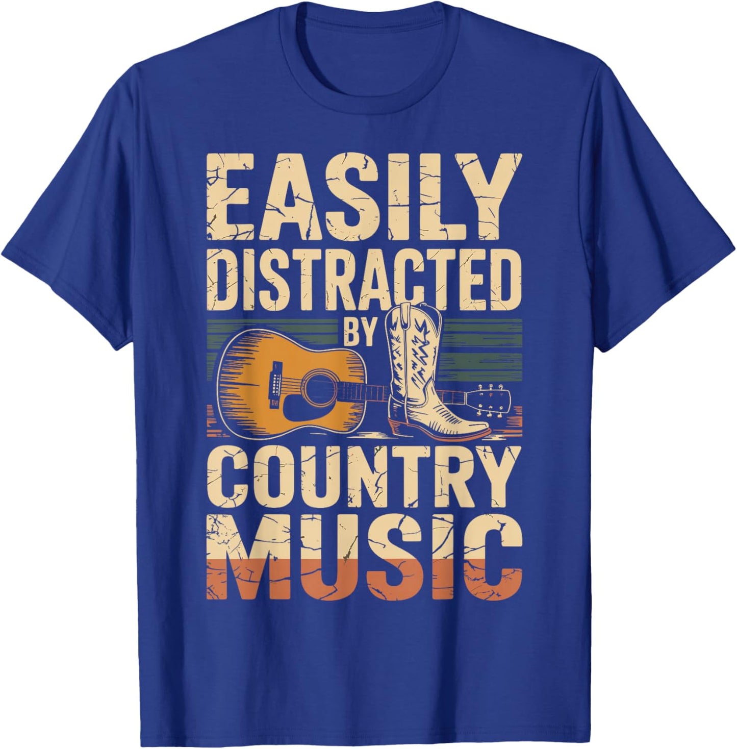 Easily Distracted by Country Music Western Music Shirt T-Shirt - T-Shirt | Royal