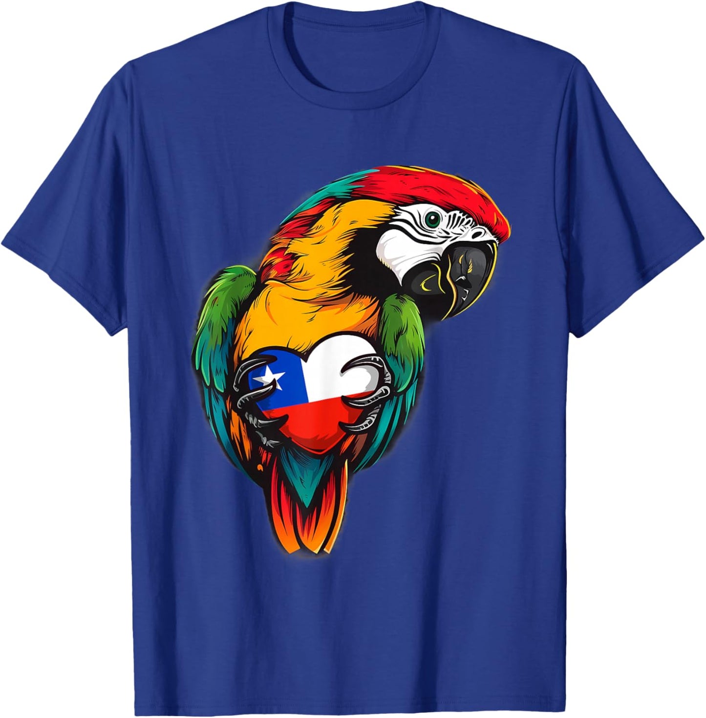 Chile Flag Heart Parrot Chilean Pride Chilean Roots T-Shirt - T-Shirt | Royal