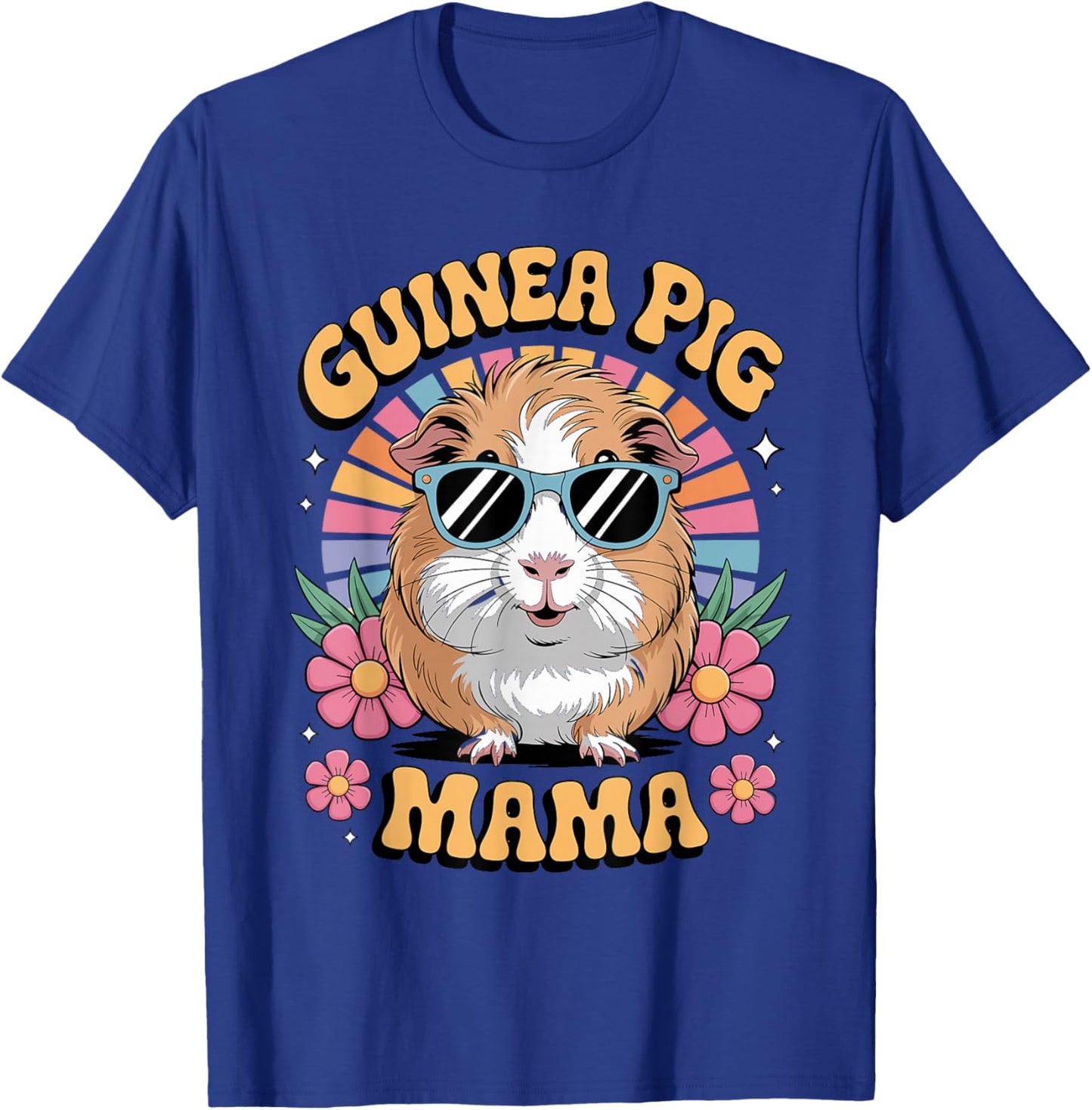 Guinea Pig Mama Floral Vintage 60s 70s Sunglasses T-Shirt - T-Shirt | Royal