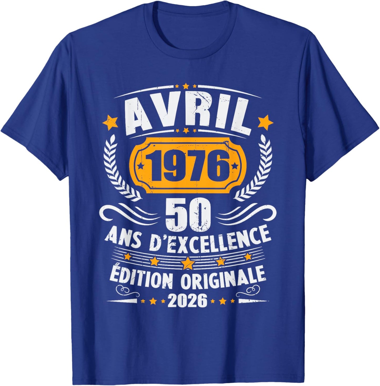 Vintage Avril 1976 Cadeau Anniversaire 50 Ans Hommes Femmes T-Shirt - T-Shirt | Royal