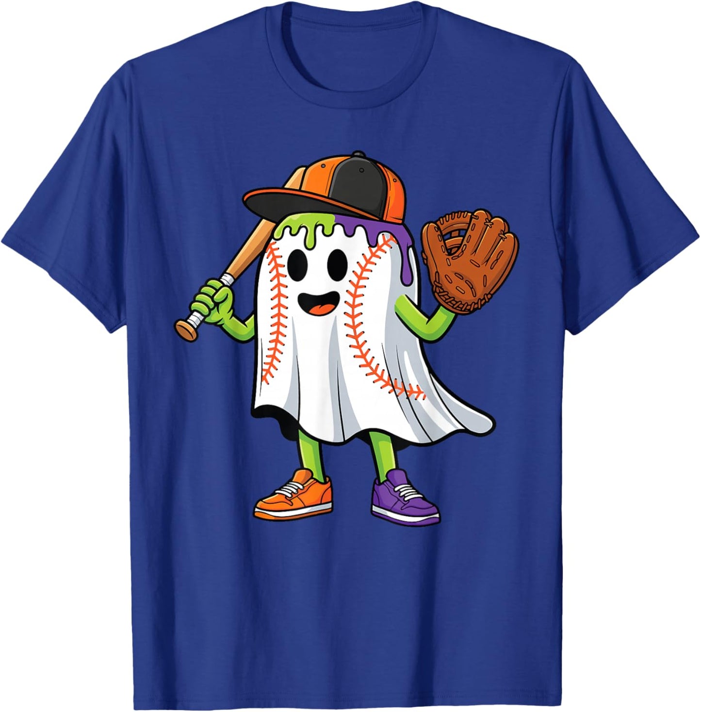 Funny Ghost Halloween Baseball Drip Boys Girls Kids T-Shirt - T-Shirt | Royal