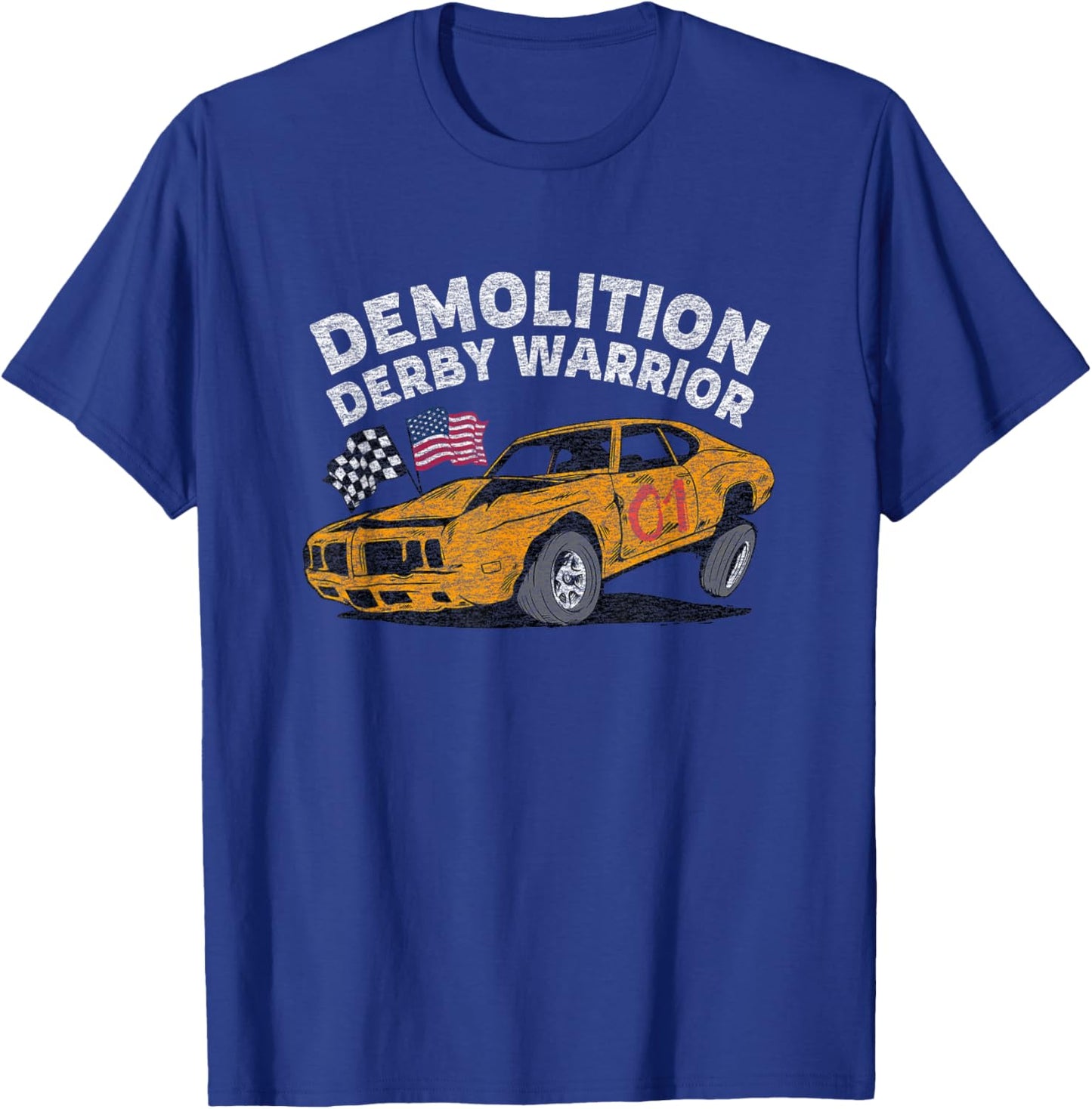 Demolition Derby Car Driver Vintage Graphic T-Shirt - T-Shirt | Royal
