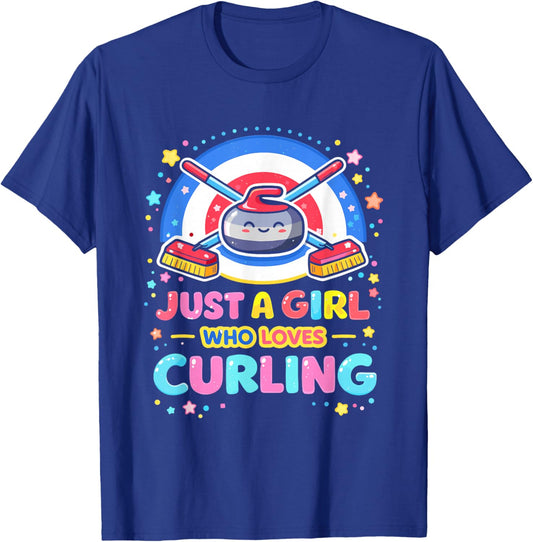 Just a Girl who Loves Curling T-Shirt - T-Shirt | Royal