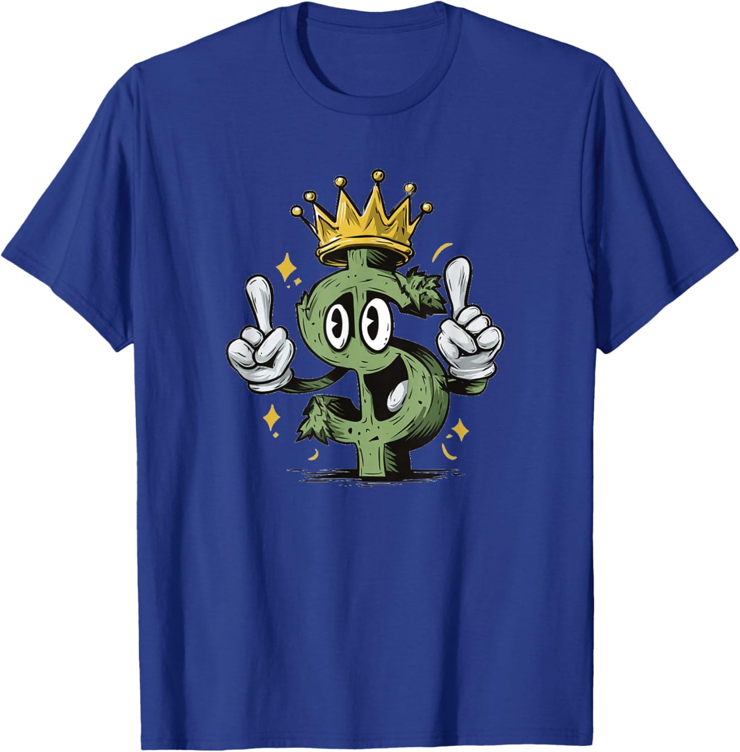 Cool Cartoon Dollar Sign with Crown for Adults and Kids T-Shirt - T-Shirt | Royal