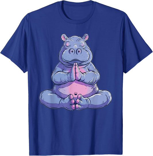 Cute Hippo Yoga T-Shirt - T-Shirt | Royal