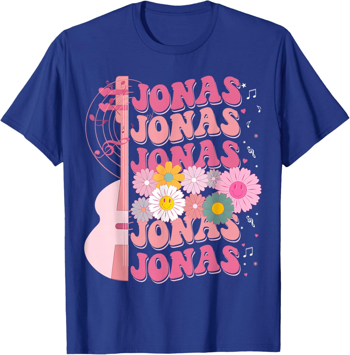 Girl Retro Jonas Groovy Flower First Name Personalized T-Shirt - T-Shirt | Royal