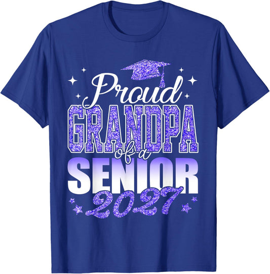 Proud Grandpa of A Senior 2027 Class of 2027 Graduate T-Shirt - T-Shirt | Royal