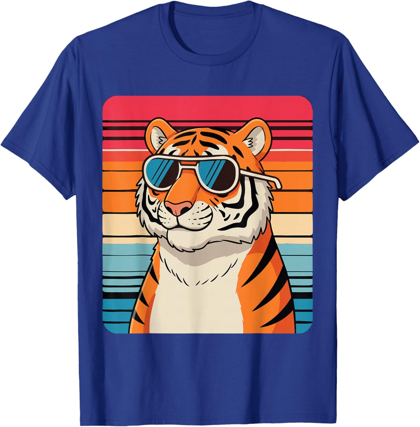 Cool Tiger Sunglasses Vintage Retro Animal Lover Cute Tiger T-Shirt - T-Shirt | Royal