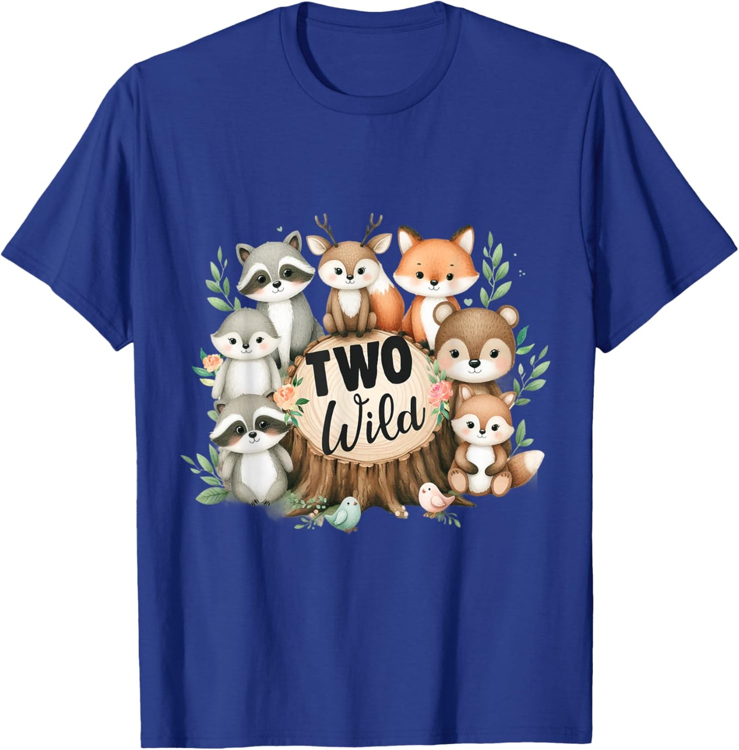 Two Wild Birthday Cute Woodland Animal Jungle 2nd Birthday T-Shirt - T-Shirt | Royal