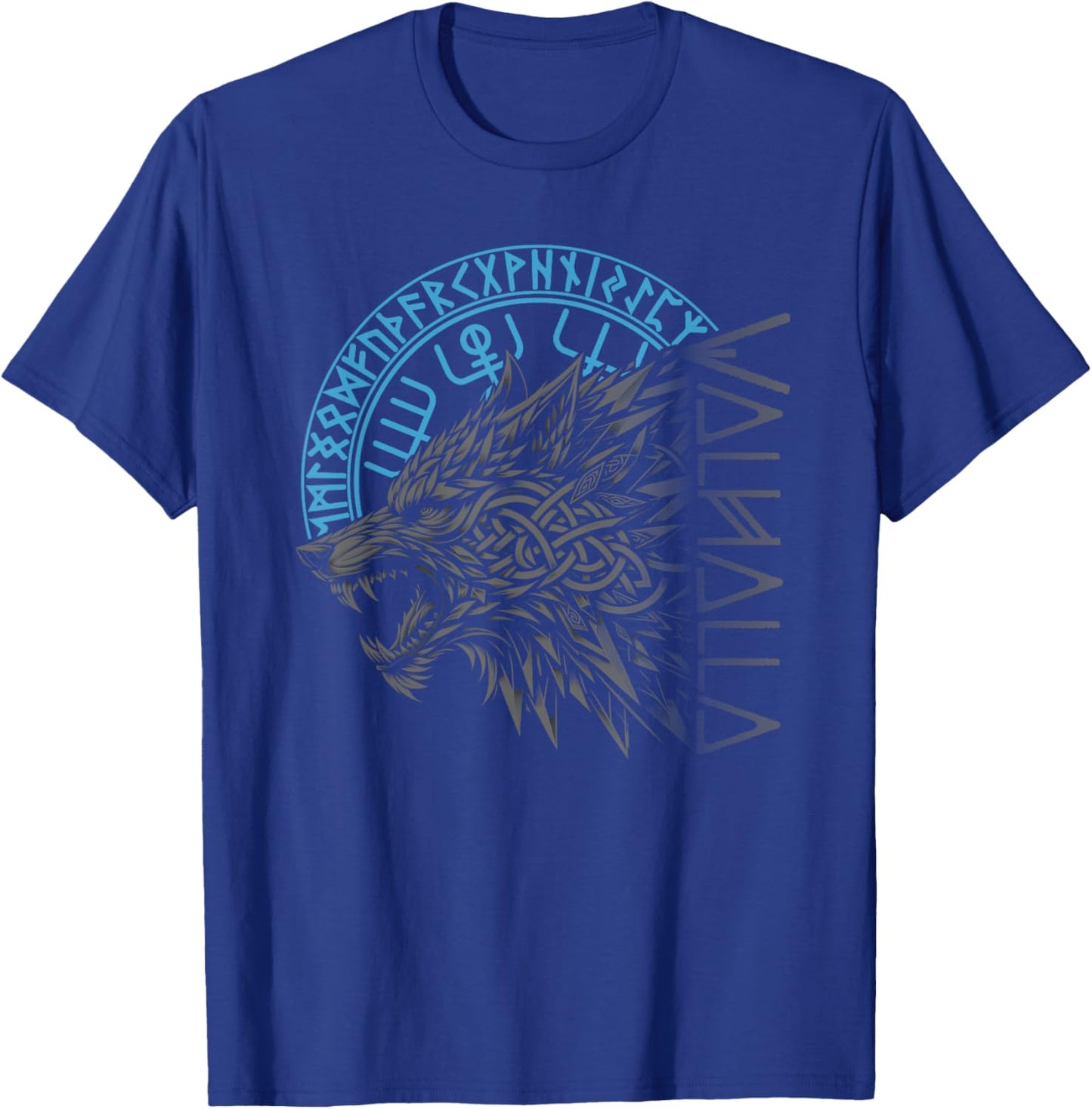 Walhalla Wolf Wolves Odins Runes Nordic Compass Viking T-Shirt - T-Shirt | Royal