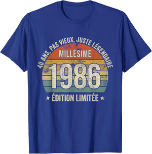 40 Years Funny Vintage 1986 Limited Edition Gift 40 Years T-Shirt - T-Shirt | Royal