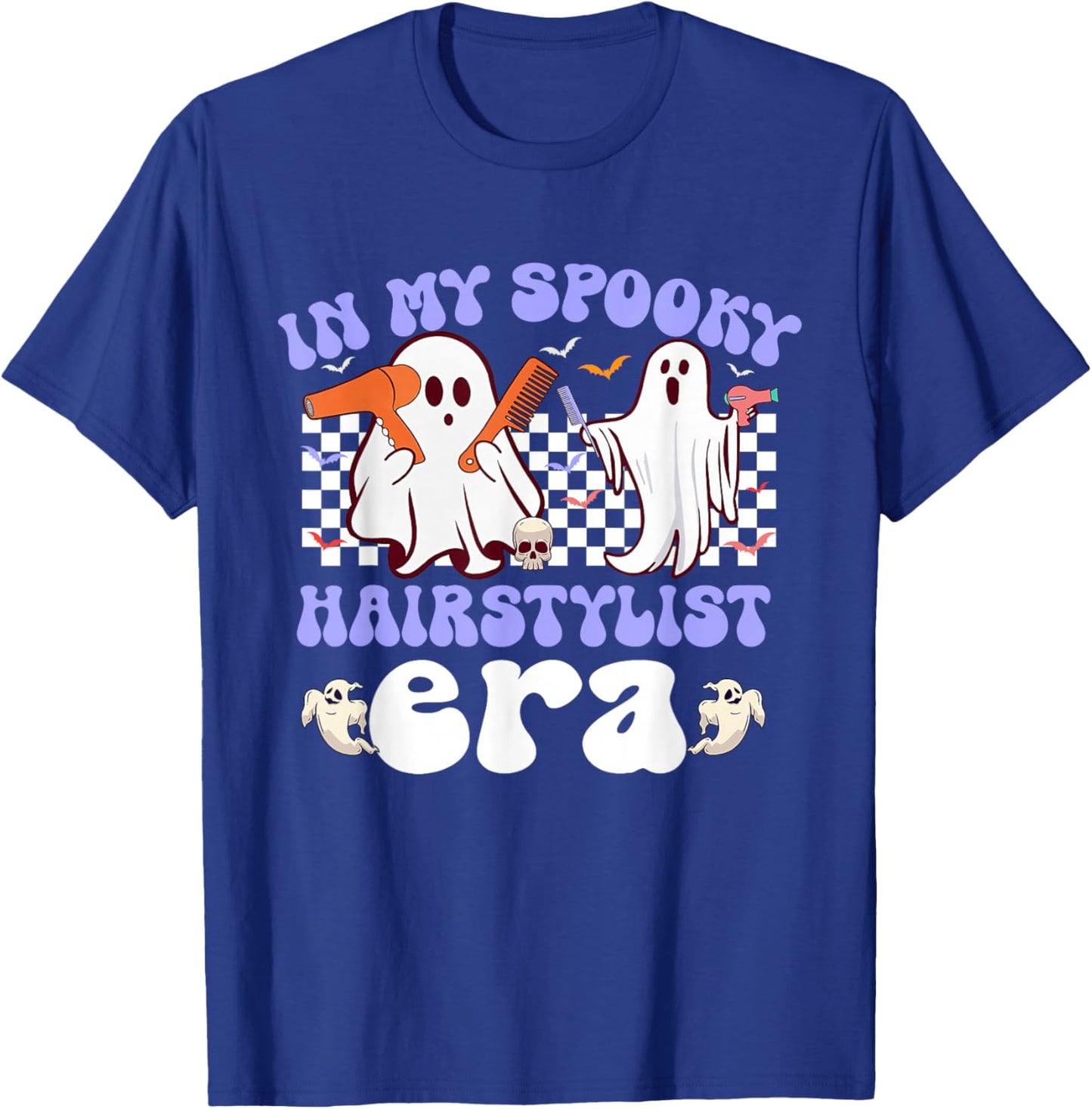 Hippie Groovy in My Spooky Hairstylist Era Ghost Halloween T-Shirt - T-Shirt | Royal