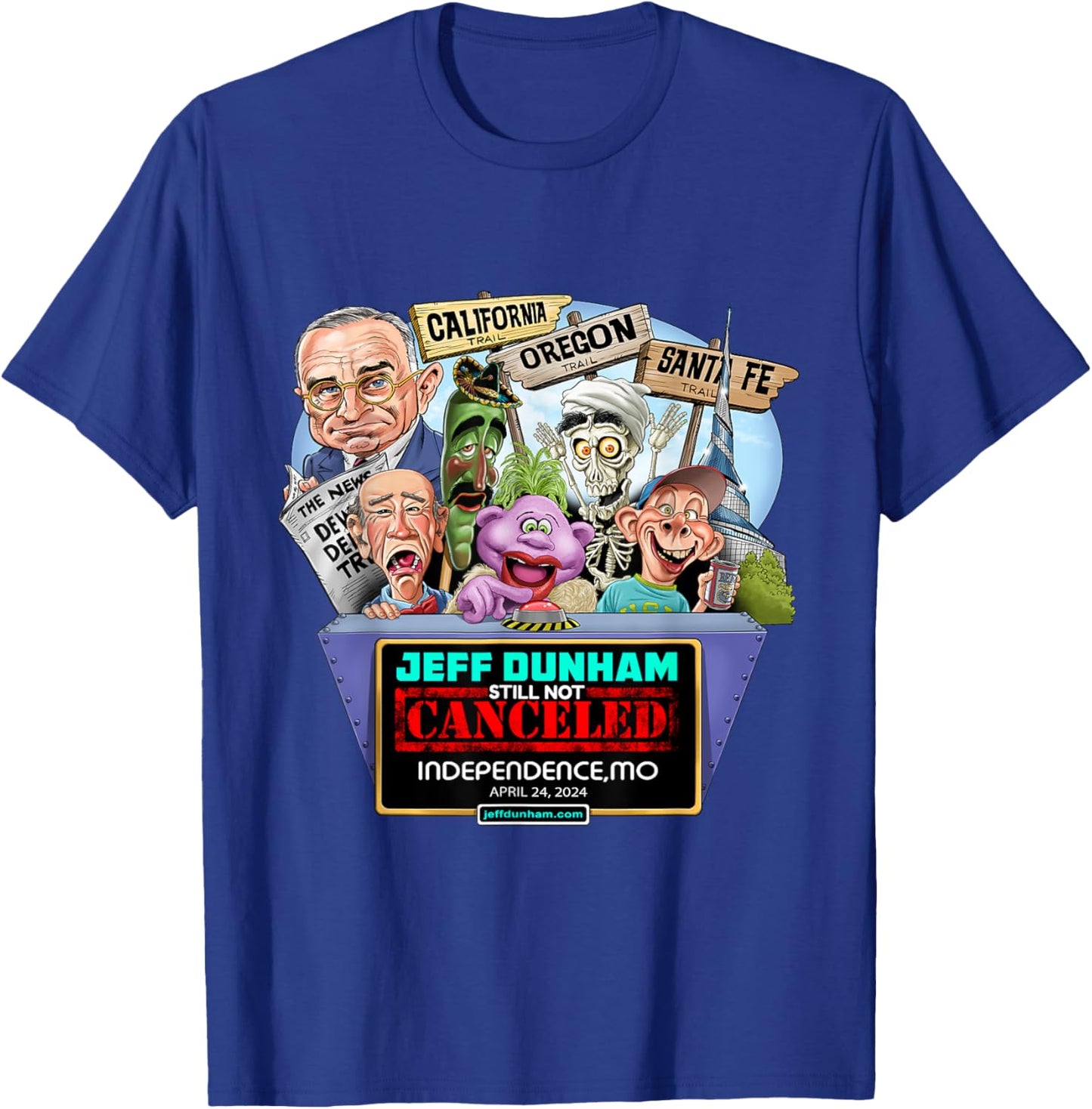 Jeff Dunham Independence, MO (2024) T-Shirt - T-Shirt | Royal